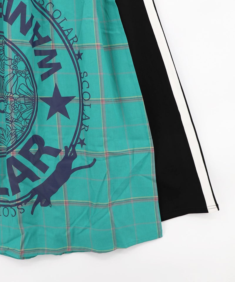 チェック×ジャージ レイヤード風スカート-27