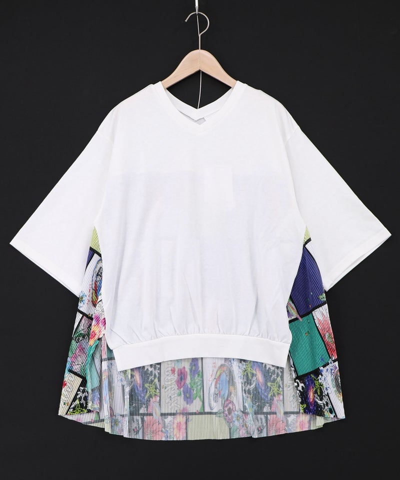 アートコラージュ柄プリーツ切替 接触冷感プルオーバー-10