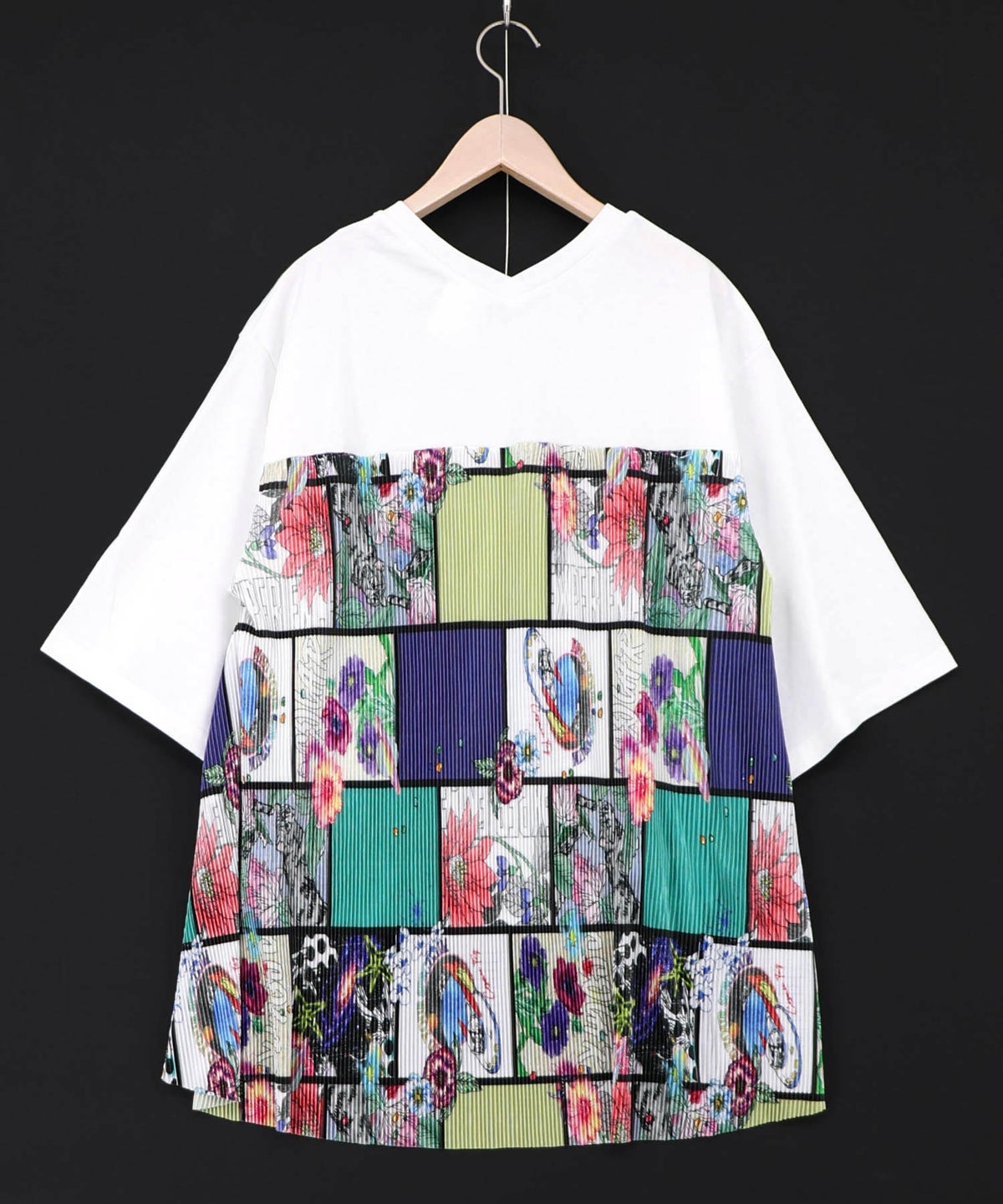 アートコラージュ柄プリーツ切替 接触冷感プルオーバー-11