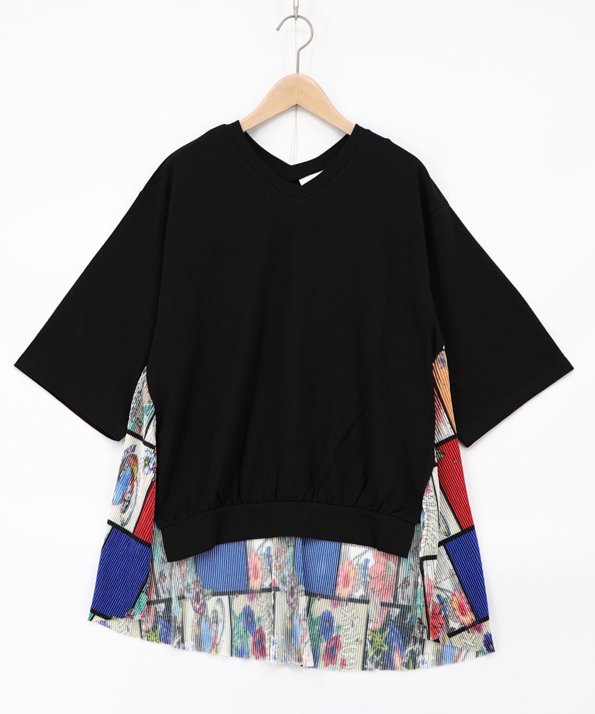 アートコラージュ柄プリーツ切替 接触冷感プルオーバー-13