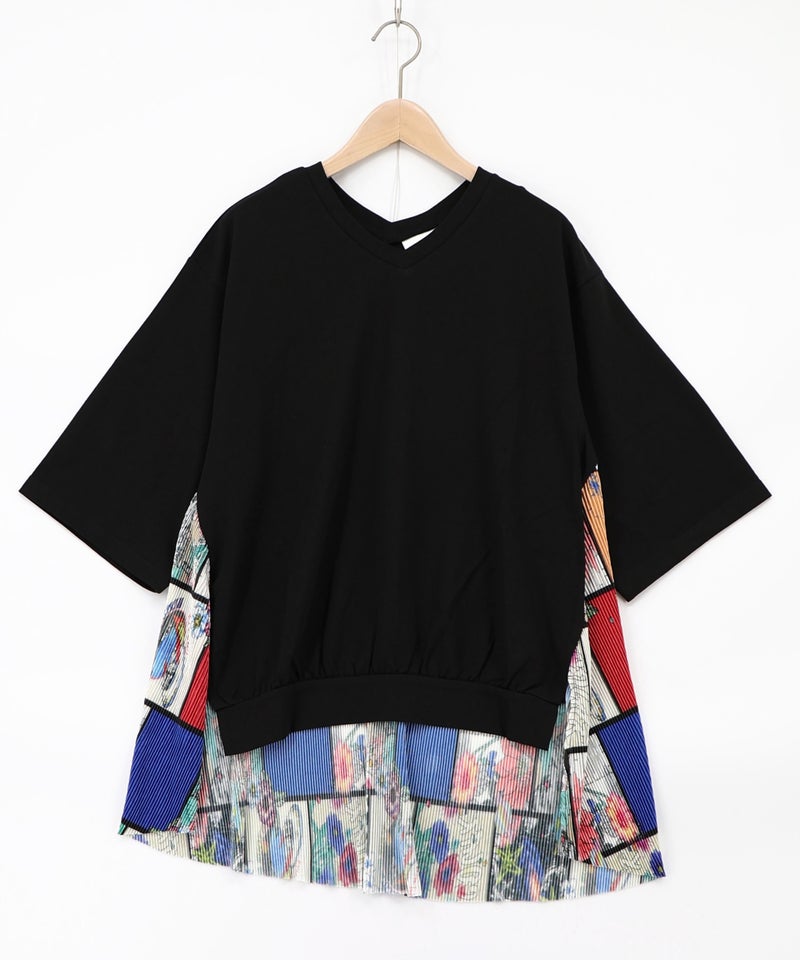 アートコラージュ柄プリーツ切替 接触冷感プルオーバー-13