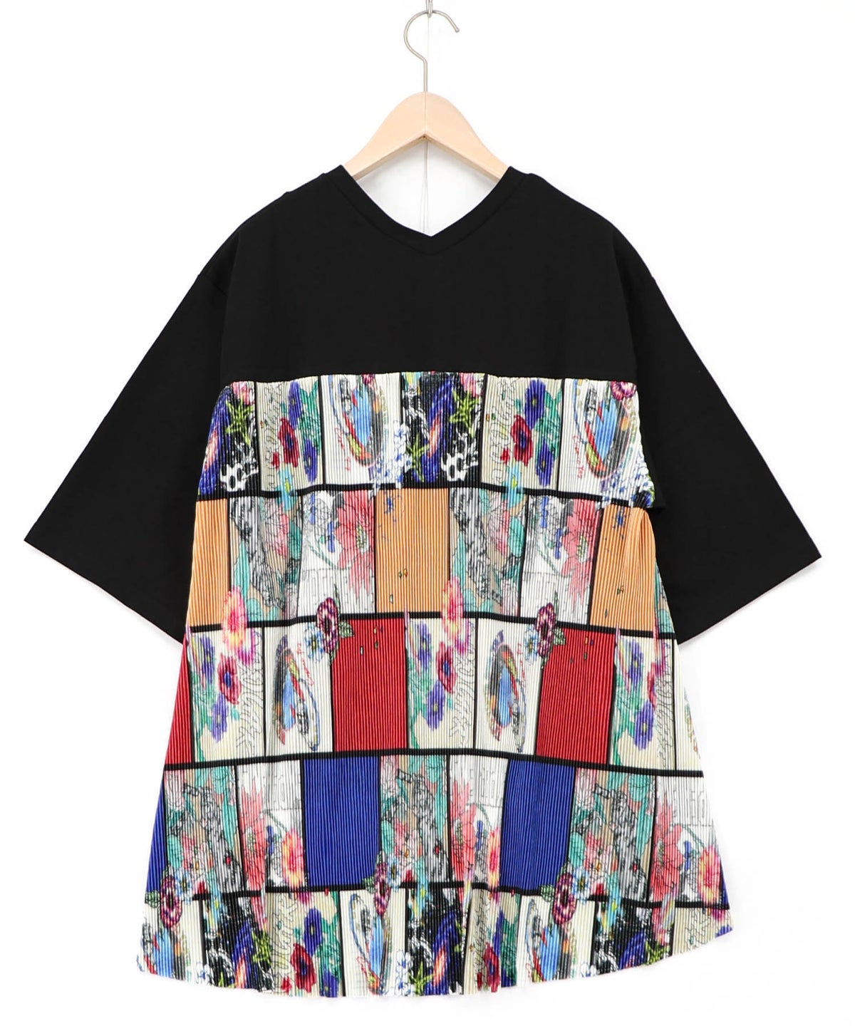 アートコラージュ柄プリーツ切替 接触冷感プルオーバー-14