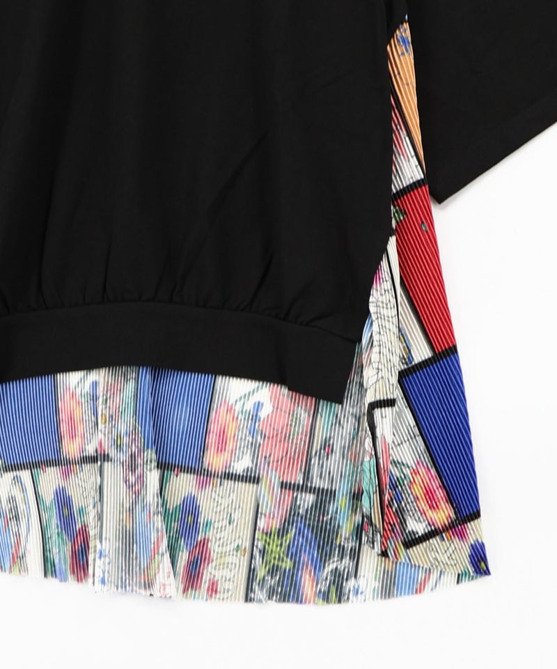 アートコラージュ柄プリーツ切替 接触冷感プルオーバー-18