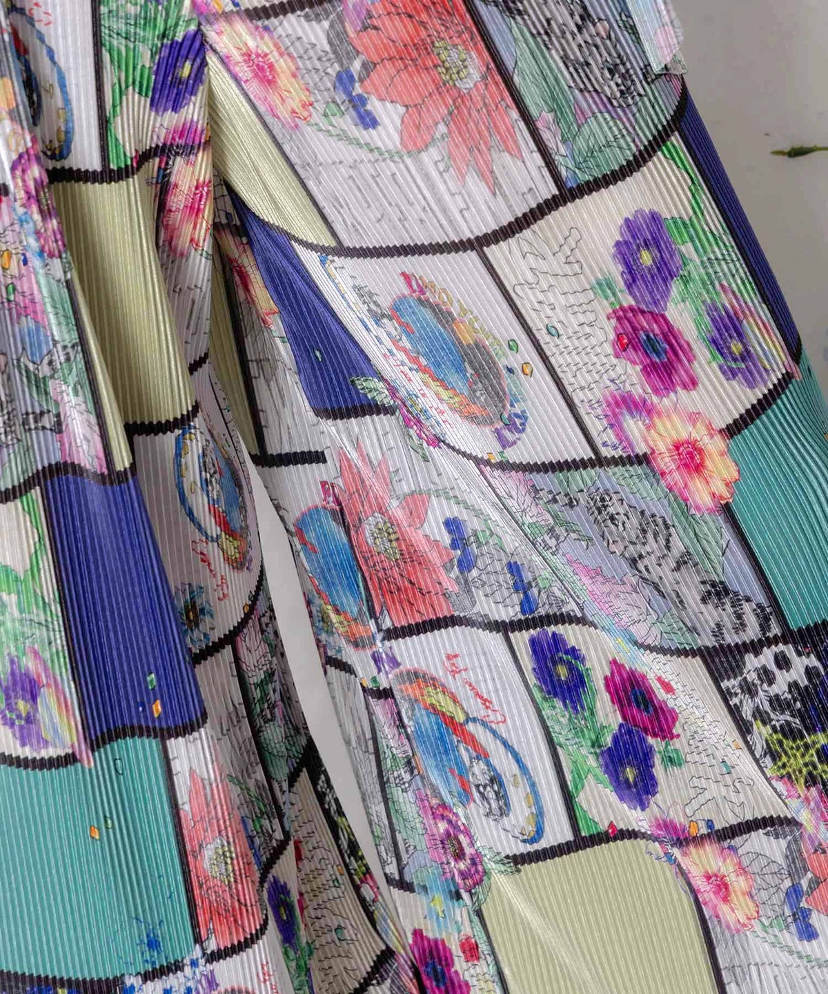 アートコラージュ柄プリーツパンツ-6