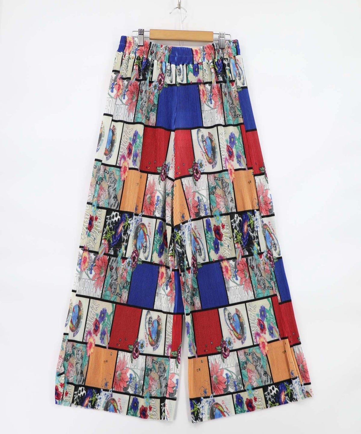 アートコラージュ柄プリーツパンツ-9