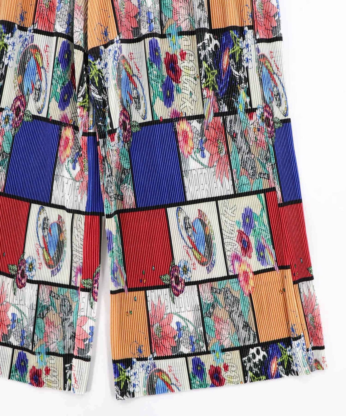 アートコラージュ柄プリーツパンツ-12
