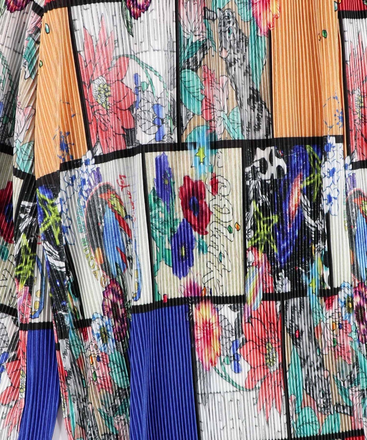 アートコラージュ柄プリーツパンツ-13