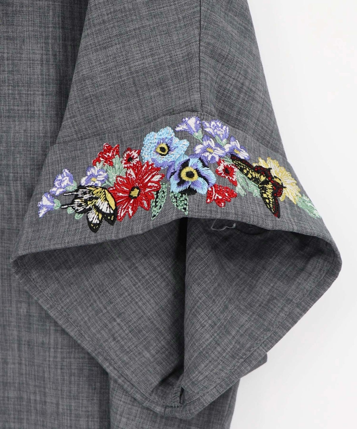 花ネコ刺繍入り半袖ジャケット-15