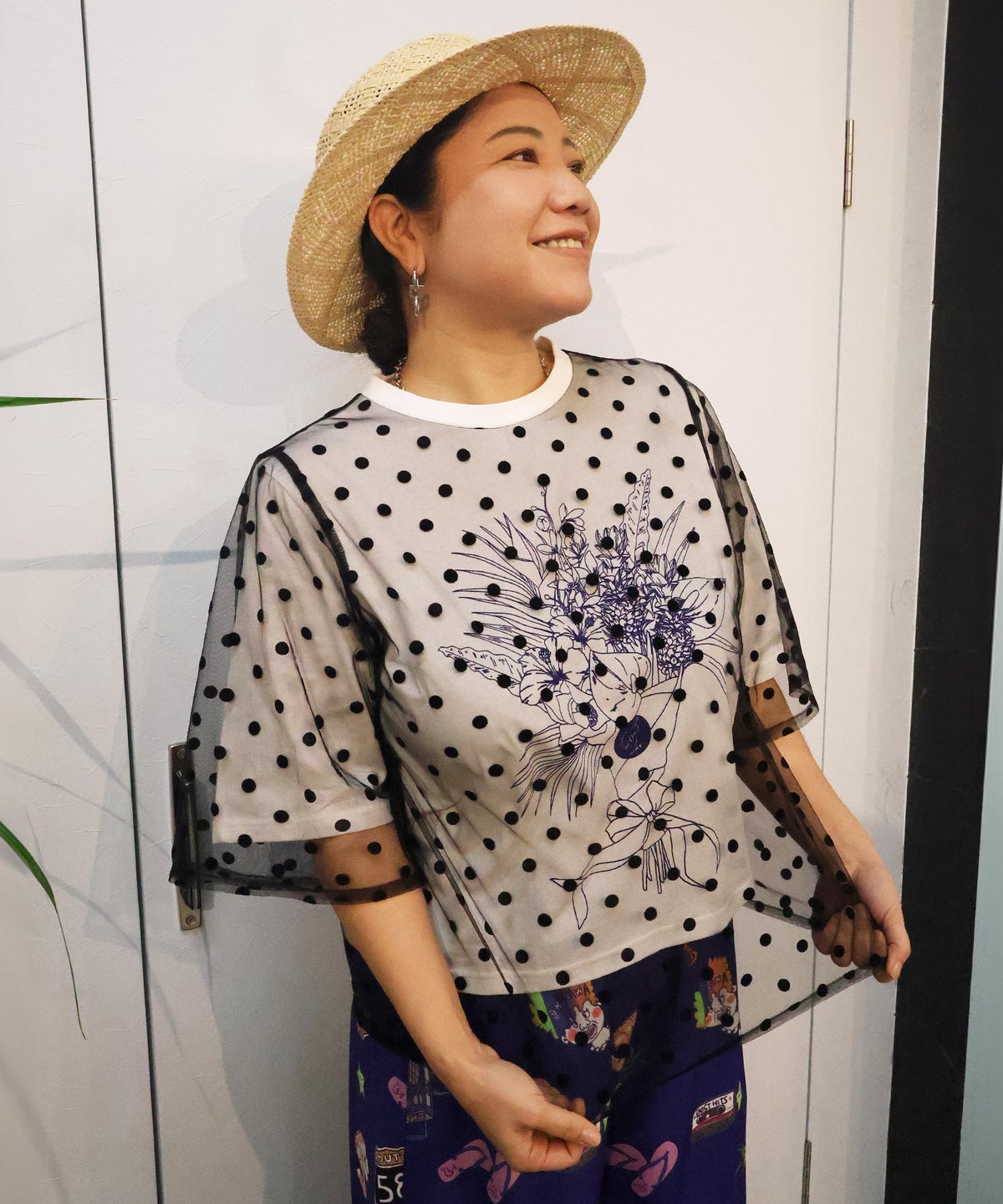 仲宗根泉(HY)コラボ チュール重ね花束プリントTシャツ-3