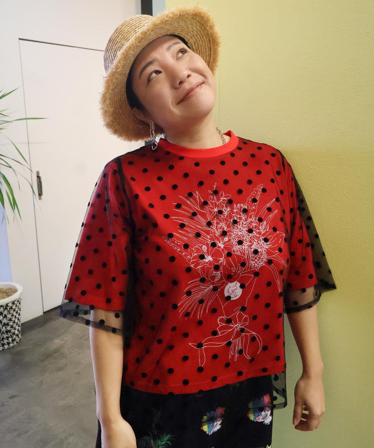 仲宗根泉(HY)コラボ チュール重ね花束プリントTシャツ-4