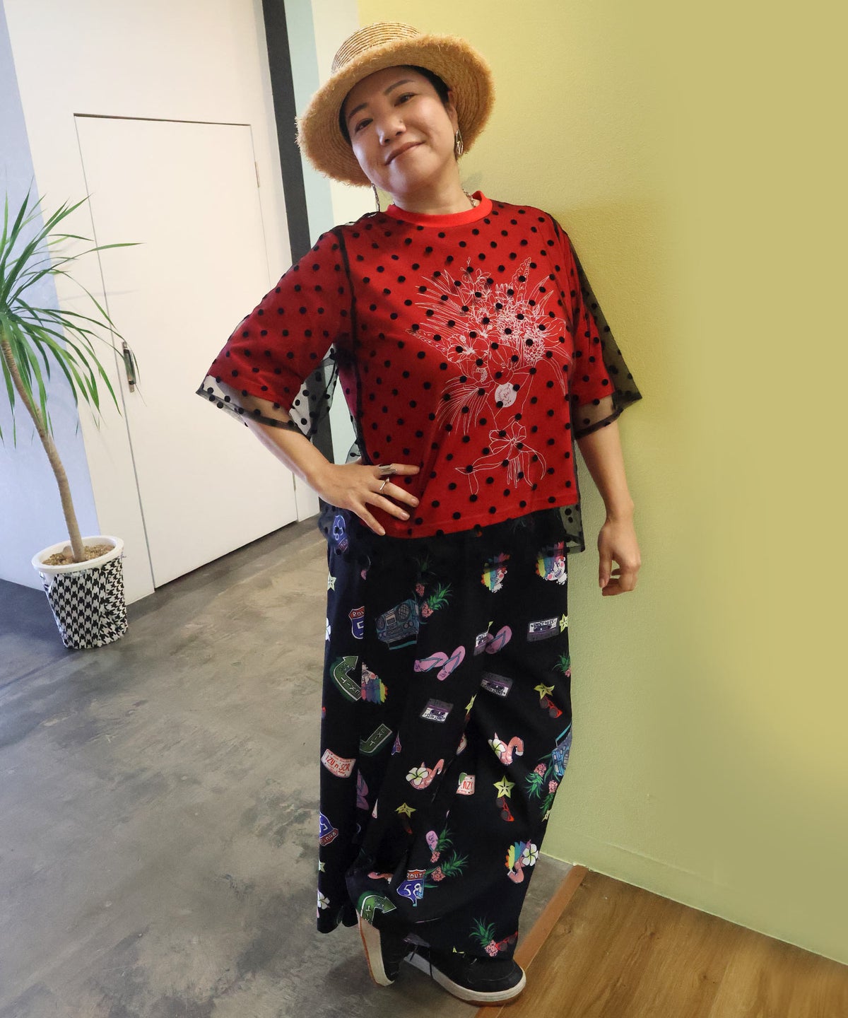 仲宗根泉(HY)コラボ チュール重ね花束プリントTシャツ-5