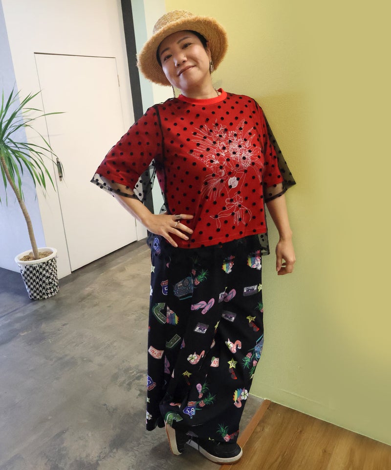 仲宗根泉(HY)コラボ チュール重ね花束プリントTシャツ-5