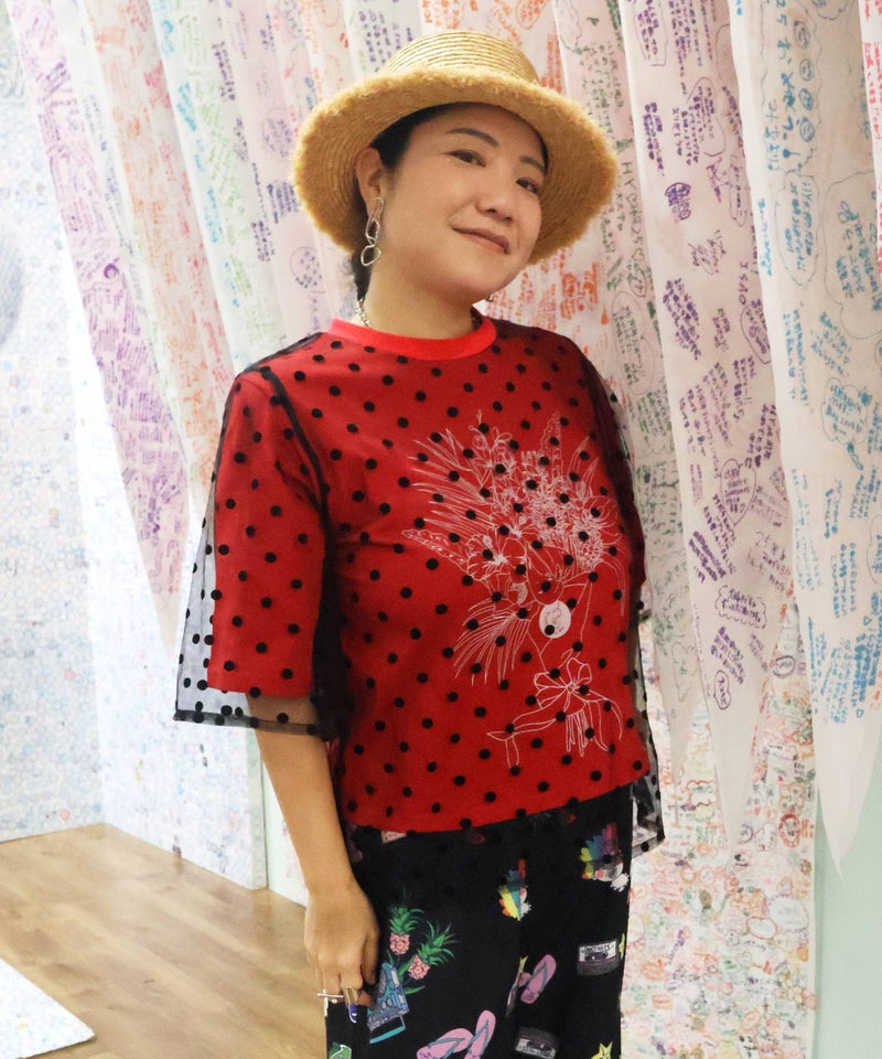 仲宗根泉(HY)コラボ チュール重ね花束プリントTシャツ-6