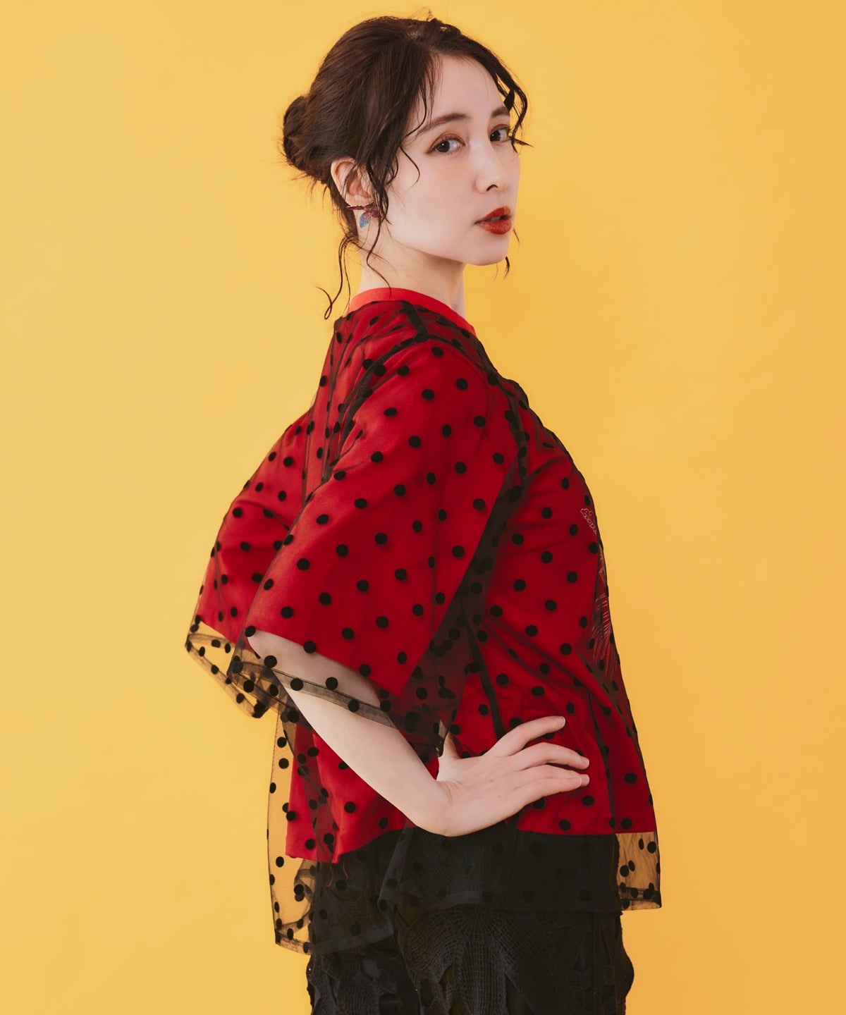 仲宗根泉(HY)コラボ チュール重ね花束プリントTシャツ-10