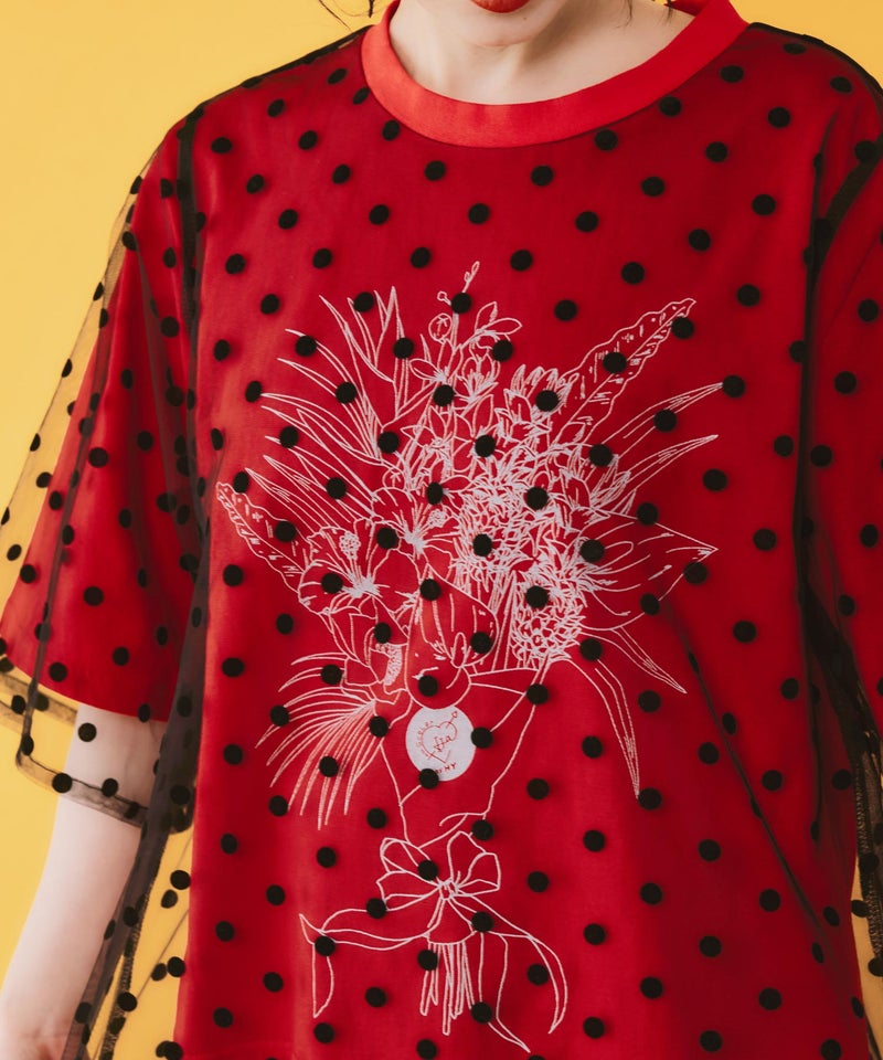 仲宗根泉(HY)コラボ チュール重ね花束プリントTシャツ-13