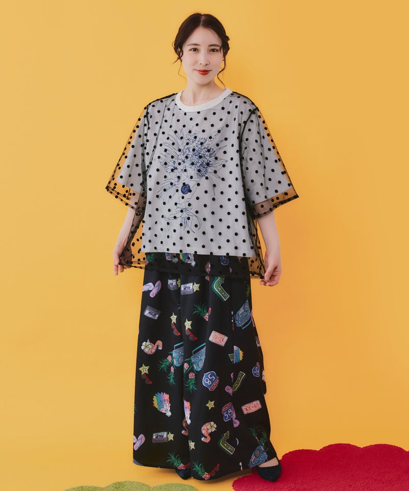 仲宗根泉(HY)コラボ チュール重ね花束プリントTシャツ-15