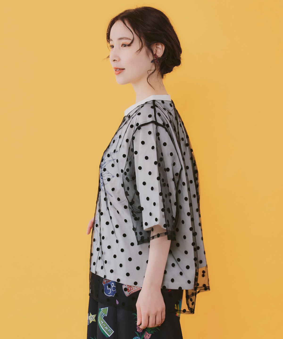 仲宗根泉(HY)コラボ チュール重ね花束プリントTシャツ-16