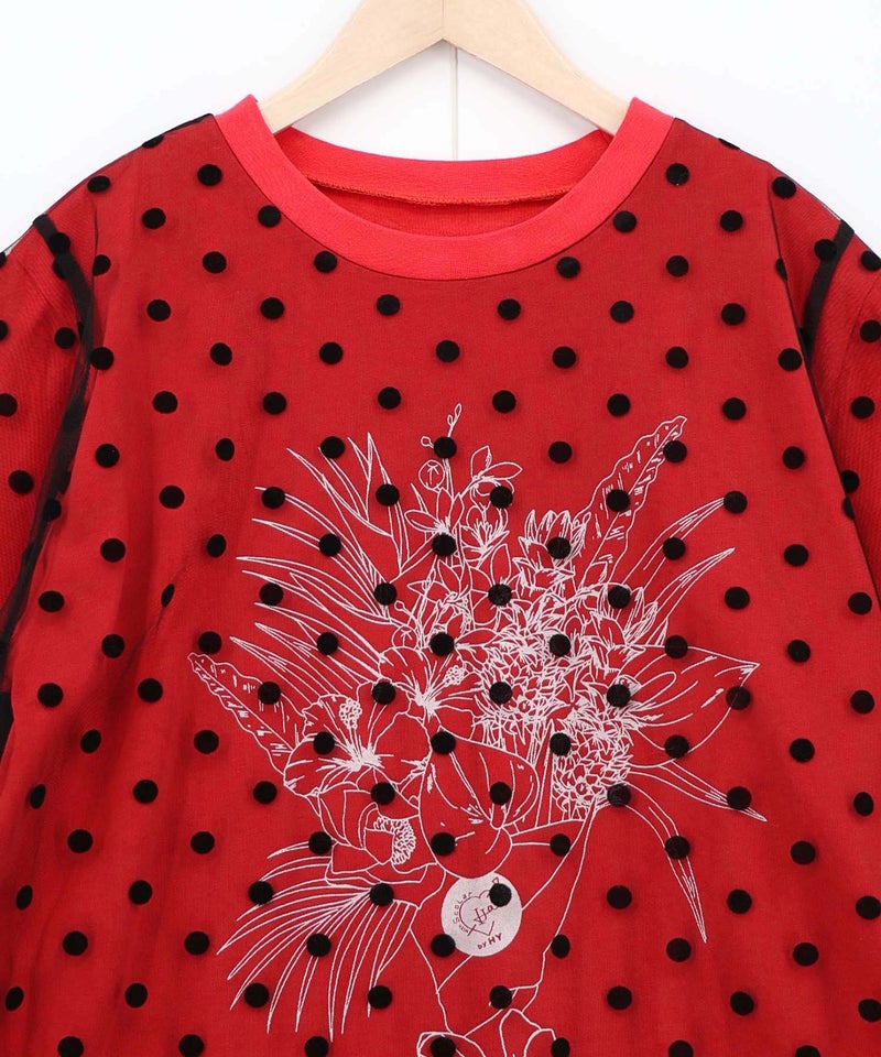 仲宗根泉(HY)コラボ チュール重ね花束プリントTシャツ-25