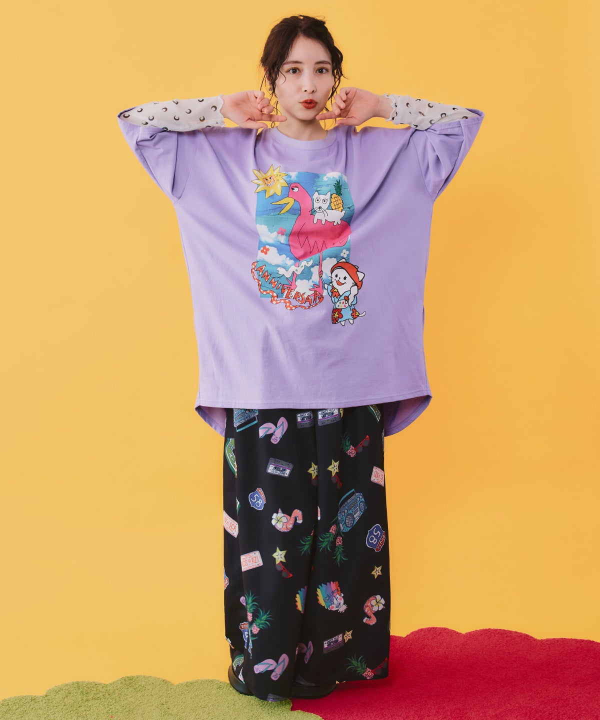 仲宗根泉(HY)コラボ アメリカン風ポップ総柄パンツ-9