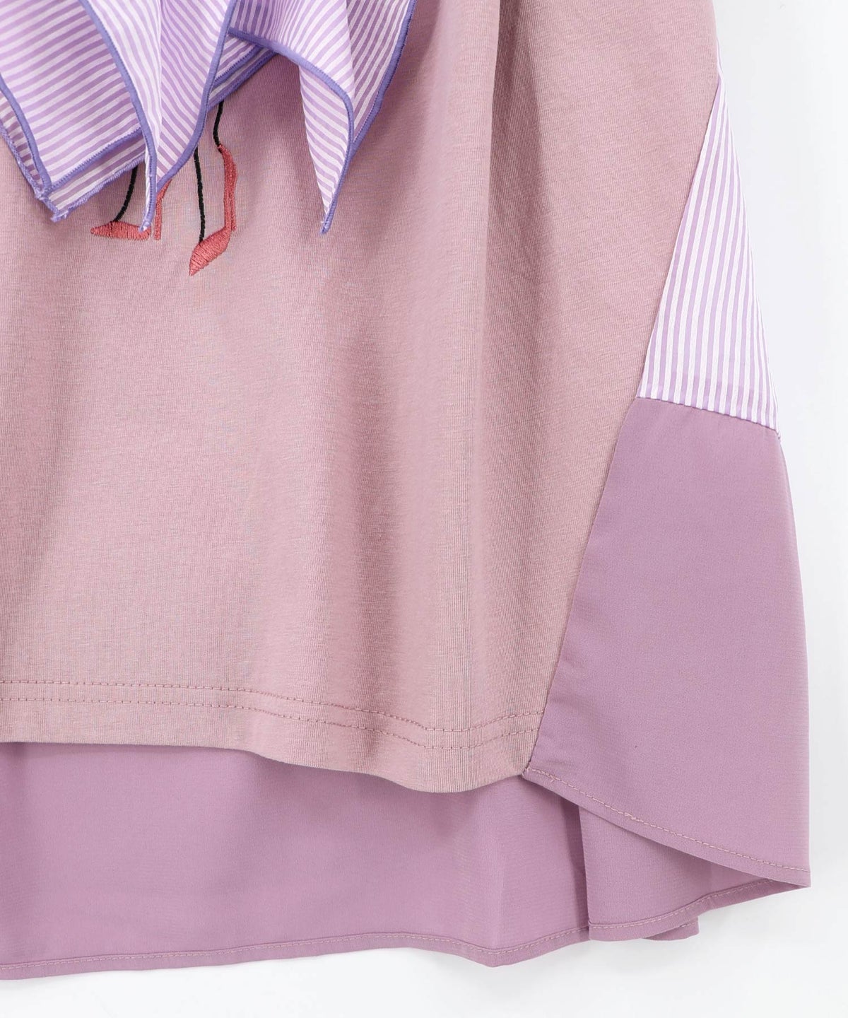 ストライプ×シフォン×天竺 異素材刺繍Tシャツ-20