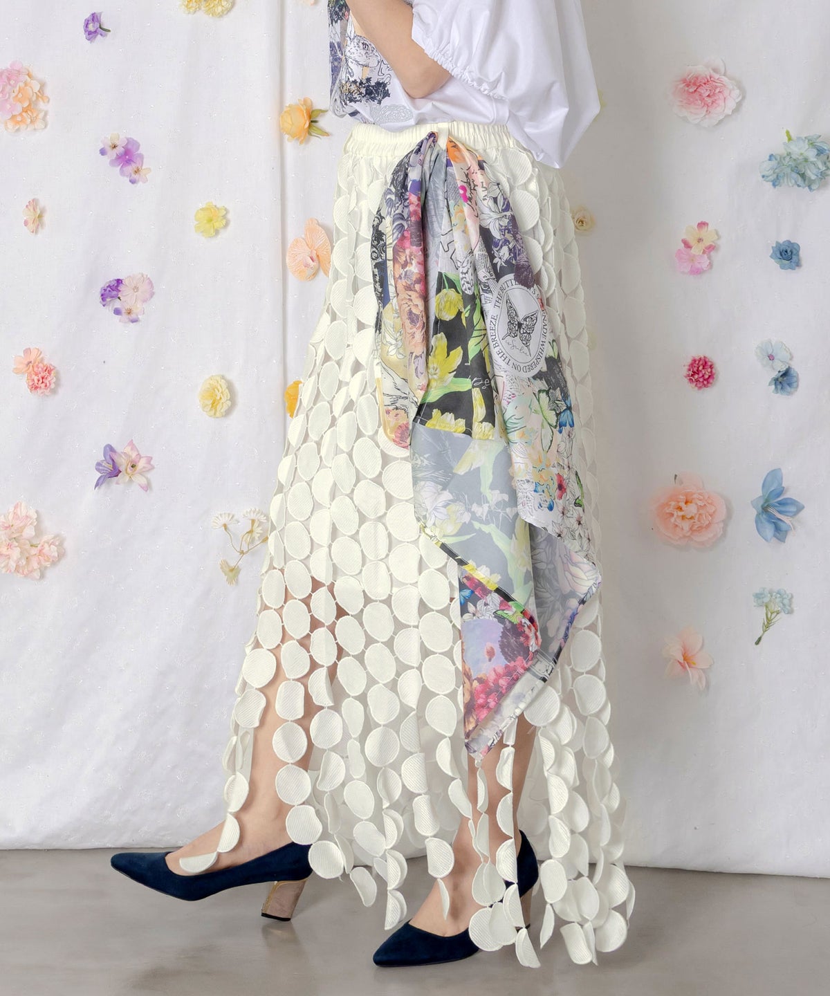 巻きスカート付き サークルレーススカート-4