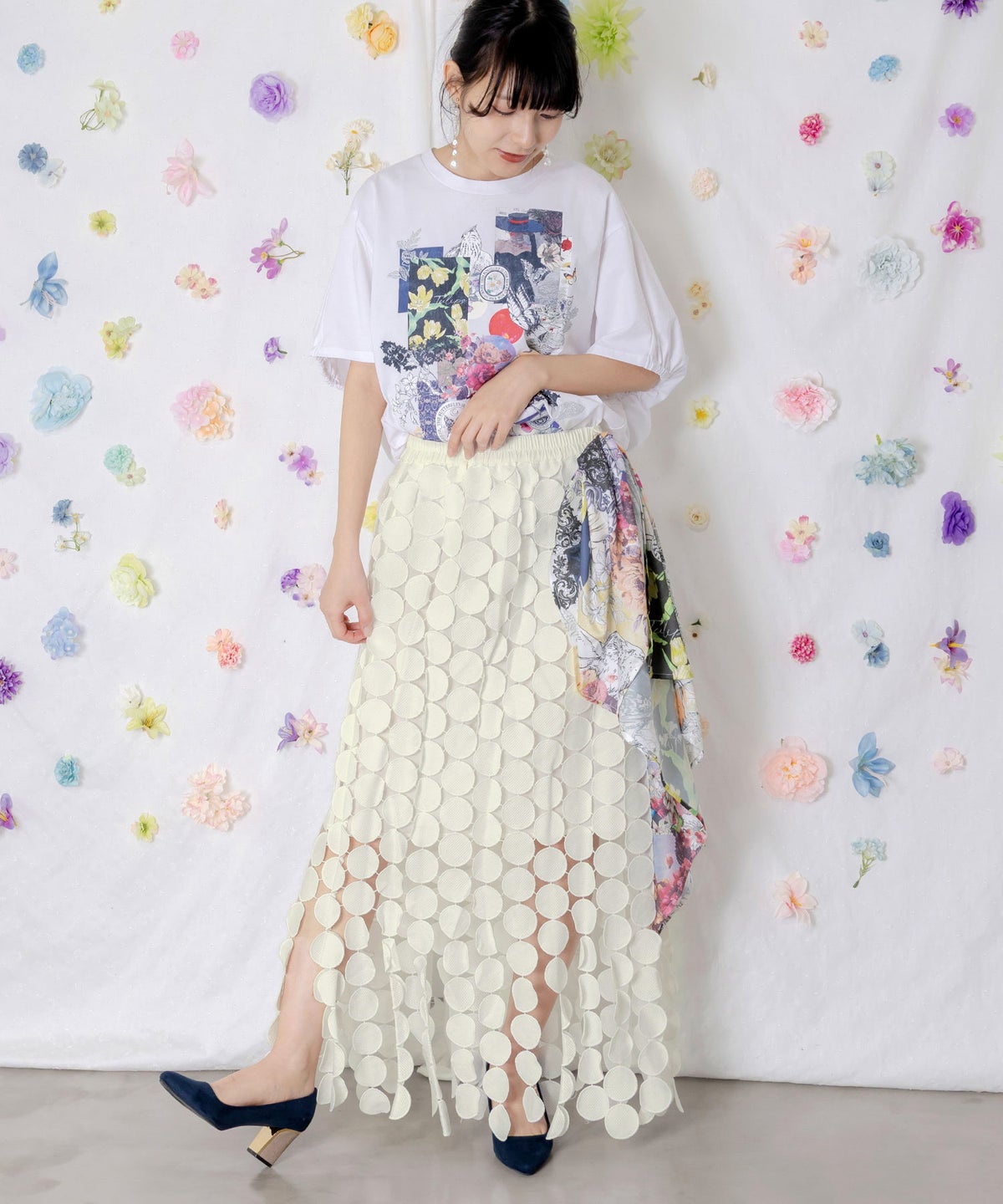 巻きスカート付き サークルレーススカート-7