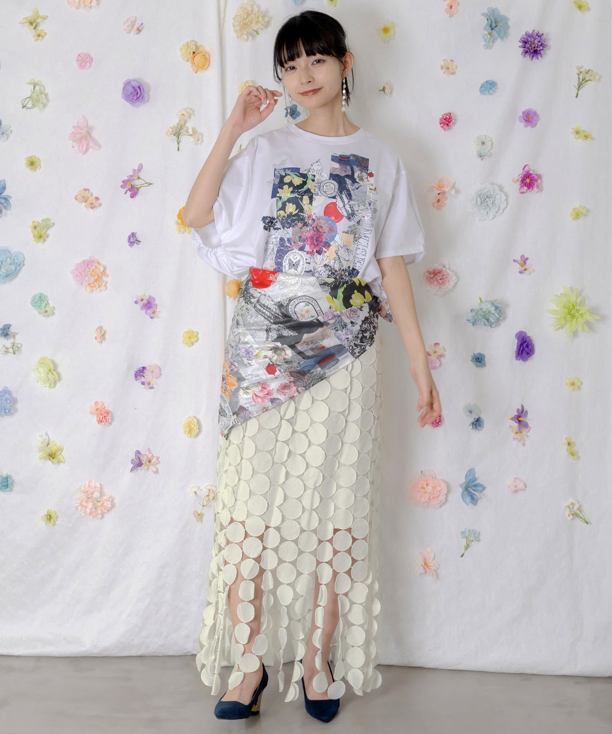 巻きスカート付き サークルレーススカート-8