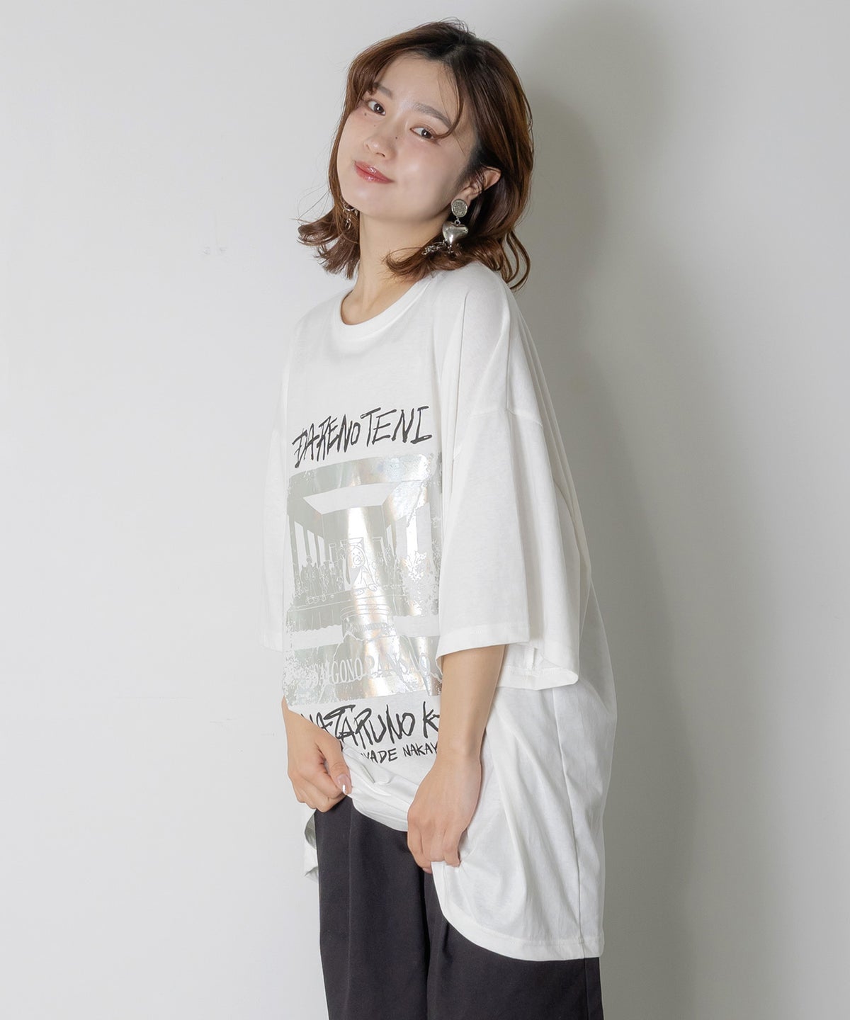 最後のパンサンド 箔プリント接触冷感Tシャツ-4