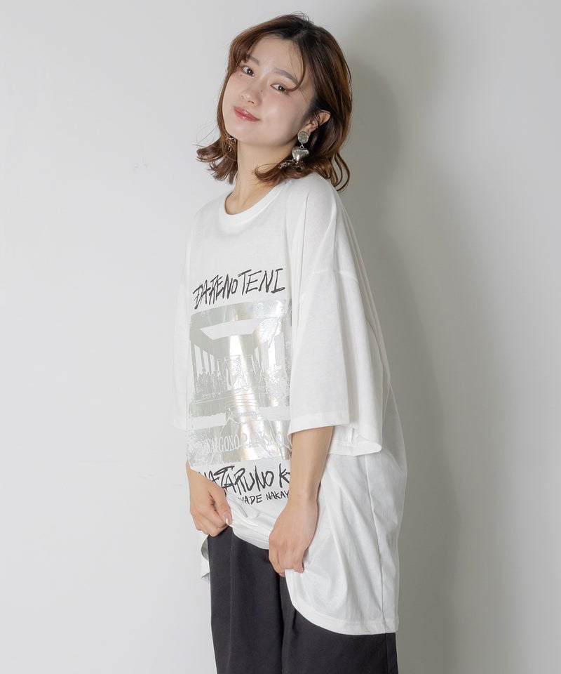 最後のパンサンド 箔プリント接触冷感Tシャツ-4