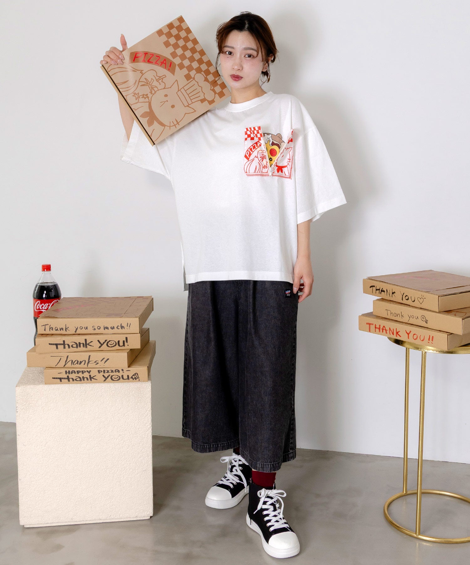 362101：ポケットギミック付き ピザ屋ネコ＆クマ柄Tシャツの通販-ScoLar