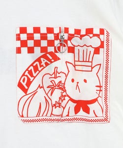 ポケットギミック付き ピザ屋ネコ＆クマ柄Tシャツ-10