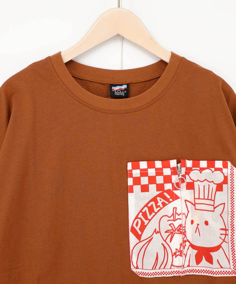 ポケットギミック付き ピザ屋ネコ＆クマ柄Tシャツ-15