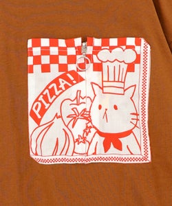 ポケットギミック付き ピザ屋ネコ＆クマ柄Tシャツ-18
