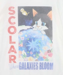 ネコ宇宙柄 チュール重ねTシャツ-7