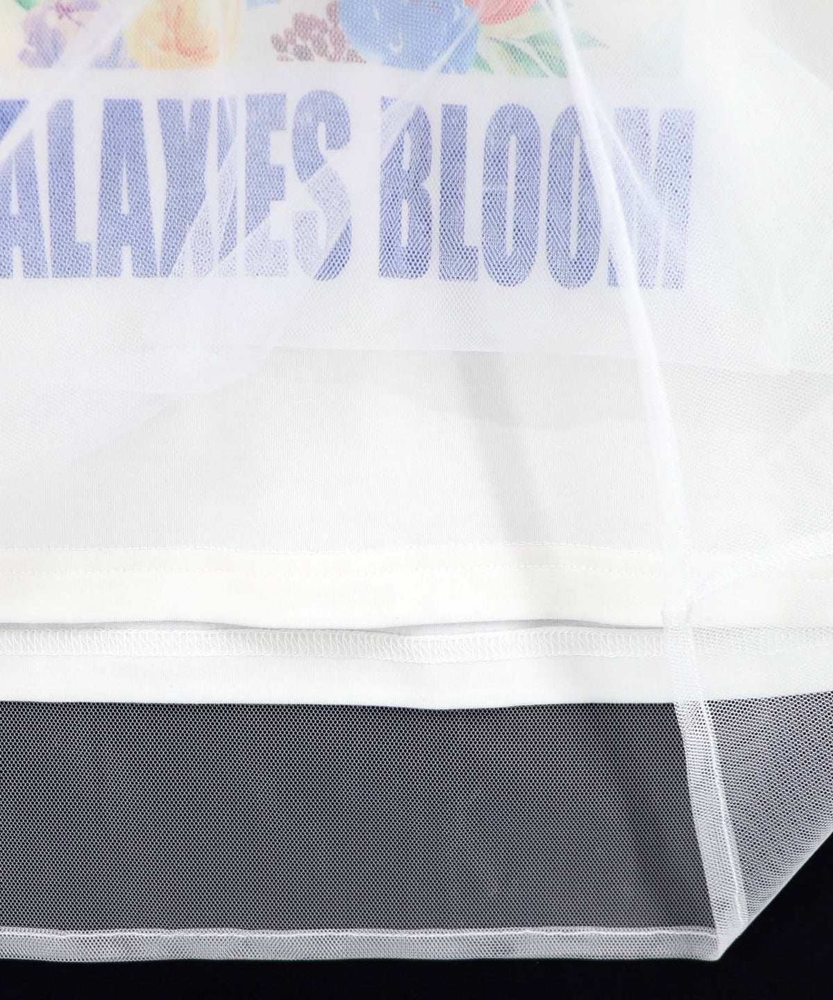 ネコ宇宙柄 チュール重ねTシャツ-13