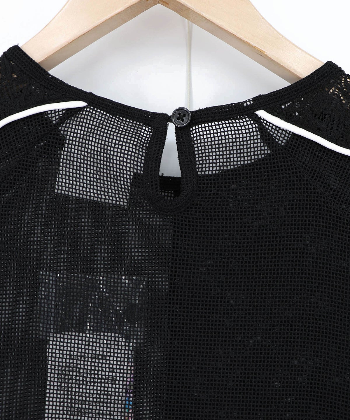 メッシュ×花柄レース 異素材Tシャツ-18