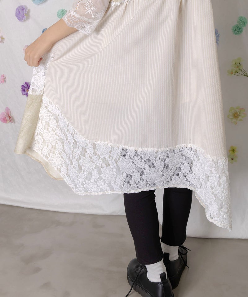 ストライプorチェック パンダ刺繍キャミワンピース-10