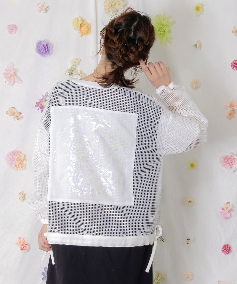 アップリケ付きメッシュレースシアーブルゾン-1