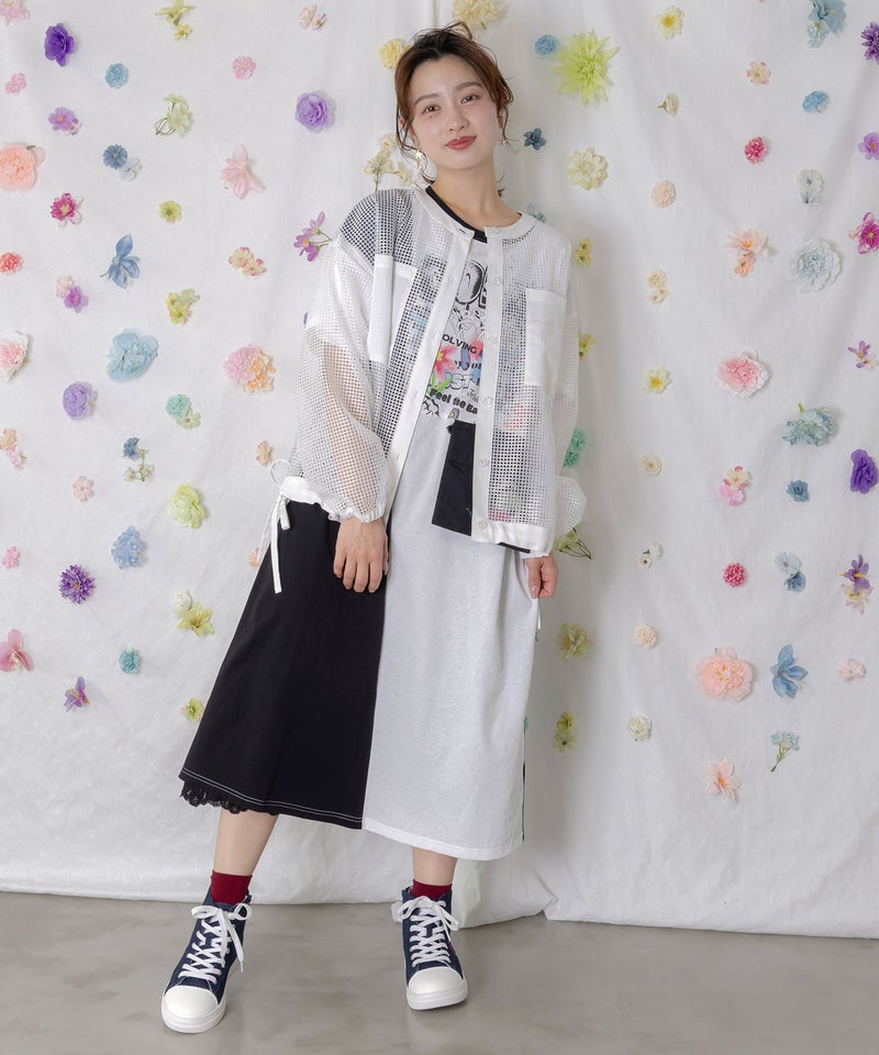 アップリケ付きメッシュレースシアーブルゾン-3