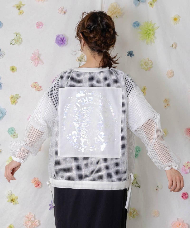 アップリケ付きメッシュレースシアーブルゾン-5