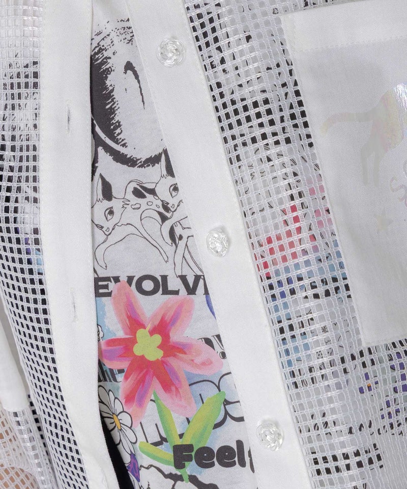 アップリケ付きメッシュレースシアーブルゾン-8