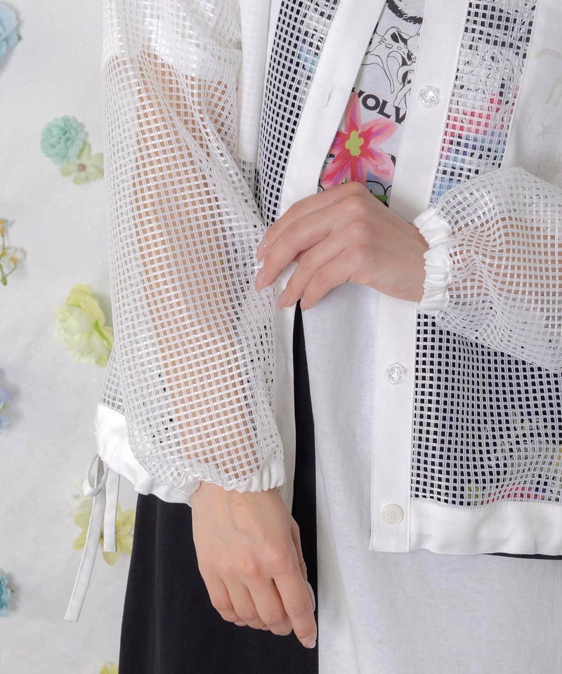 アップリケ付きメッシュレースシアーブルゾン-9