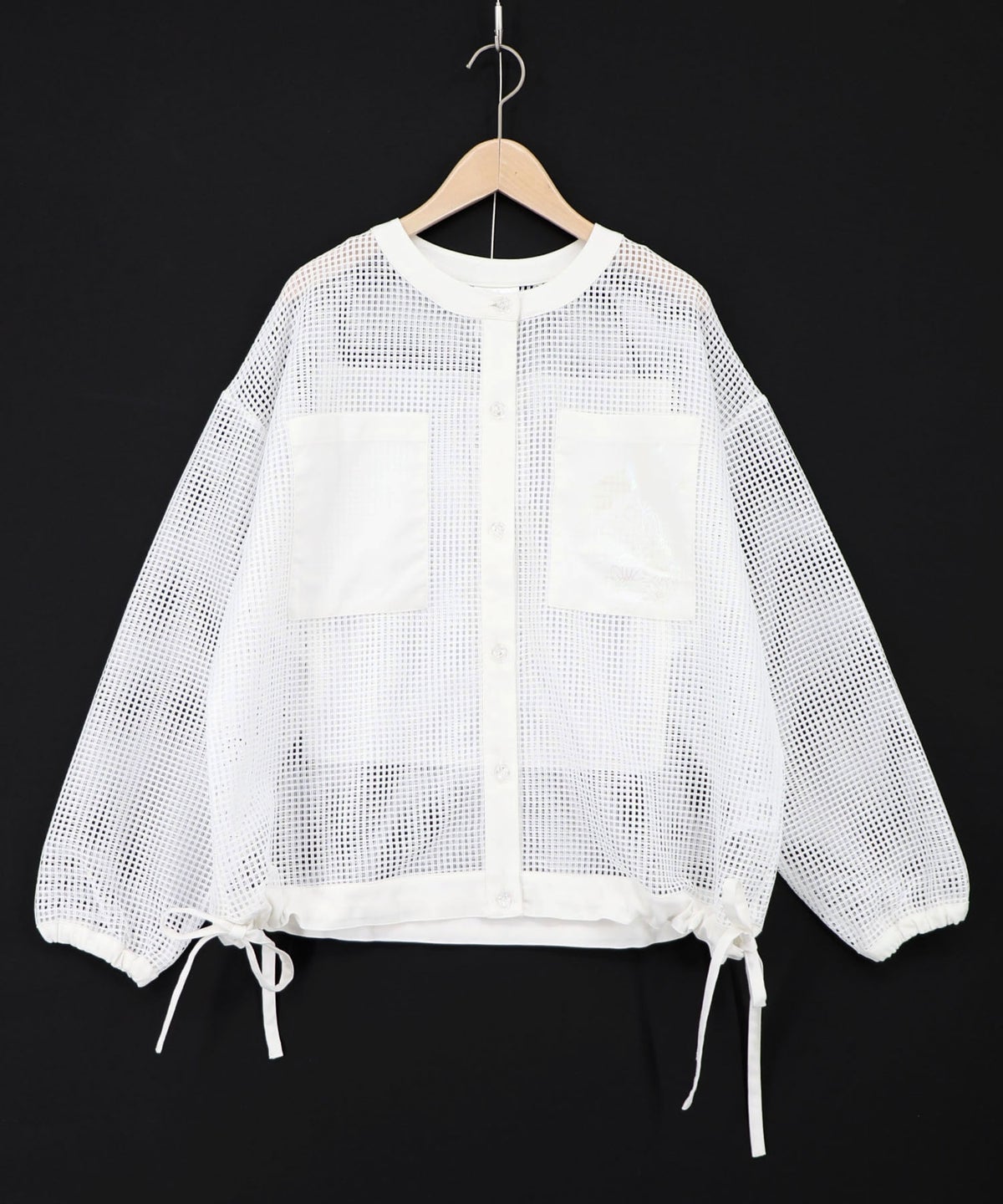 アップリケ付きメッシュレースシアーブルゾン-12