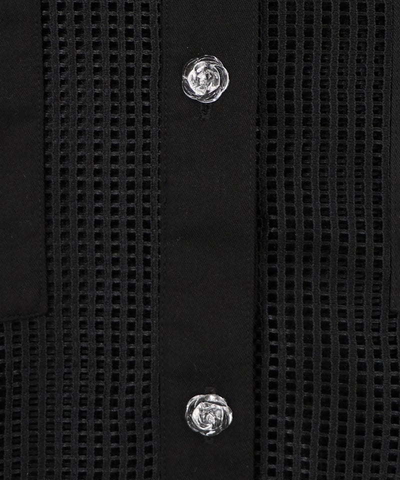 アップリケ付きメッシュレースシアーブルゾン-20