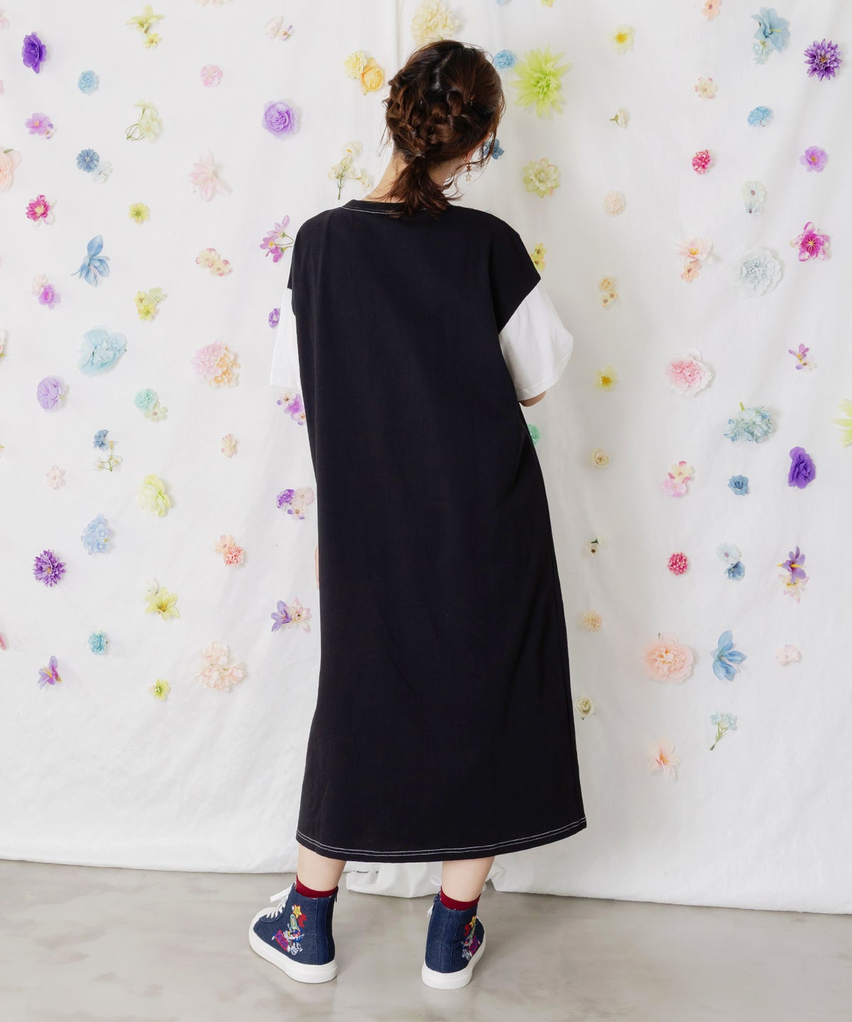 取り外し可能サコッシュ付き ポップ柄配色ワンピース-5