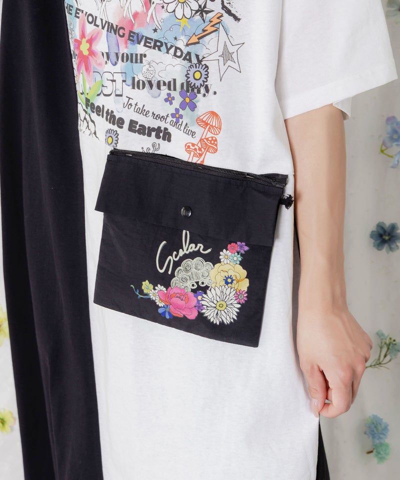 取り外し可能サコッシュ付き ポップ柄配色ワンピース-7