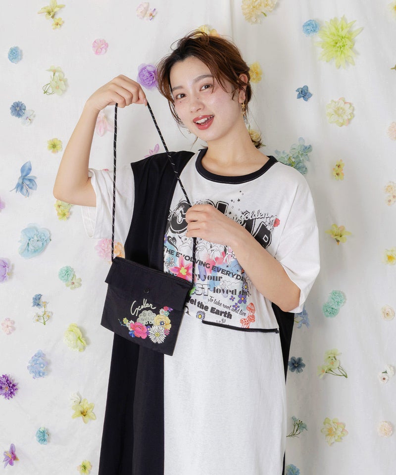 取り外し可能サコッシュ付き ポップ柄配色ワンピース-8