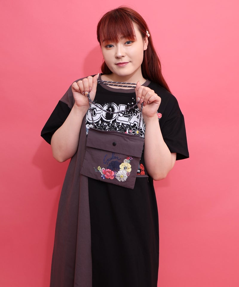 取り外し可能サコッシュ付き ポップ柄配色ワンピース-14