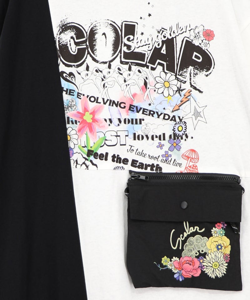 取り外し可能サコッシュ付き ポップ柄配色ワンピース-17