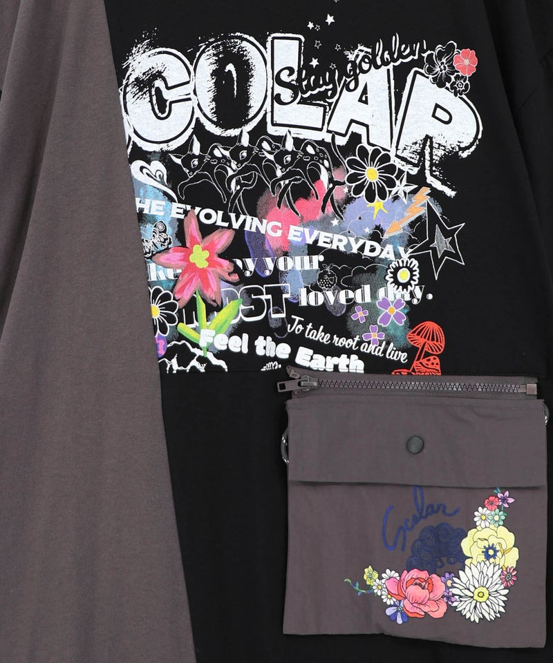 取り外し可能サコッシュ付き ポップ柄配色ワンピース-20